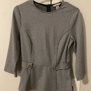 H&M Houndstooth Peplum Top | Size S